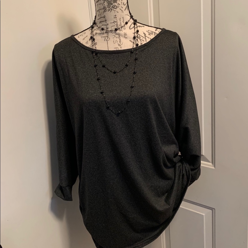 🆕 Doublju gray side ruched dolman top size 3X